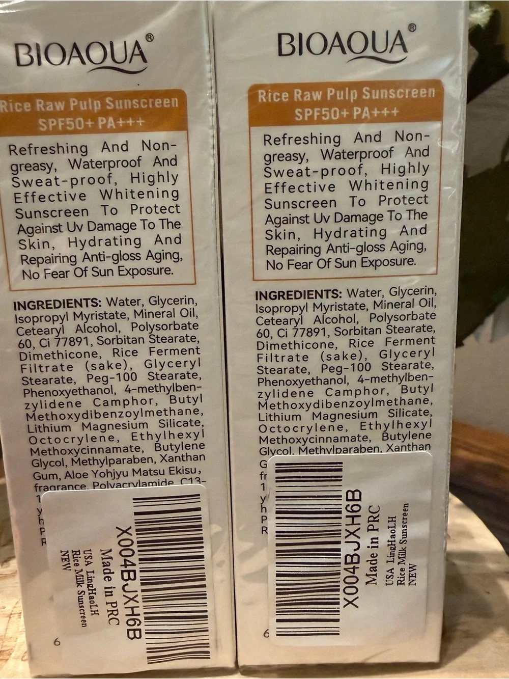 Bioaqua Rice Raw Pulp Skincare SPF 50 lot of 2 does not expire till 2-1-28